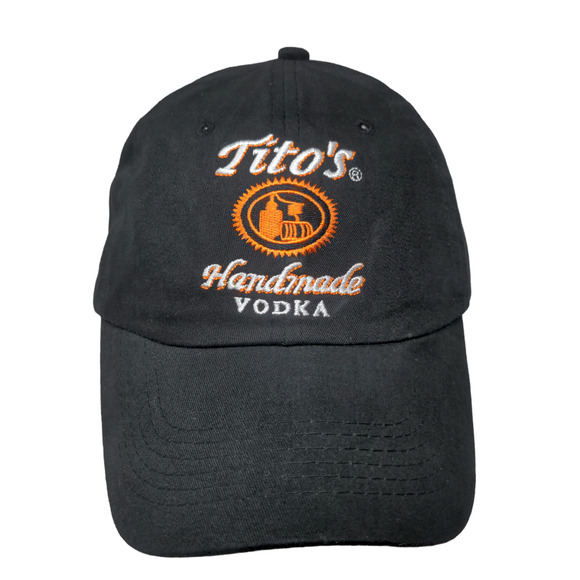 Tito's Handmade Vodka Men's Slideback Hat Black Embroidered Logo Austin Texas - Picture 1 of 12